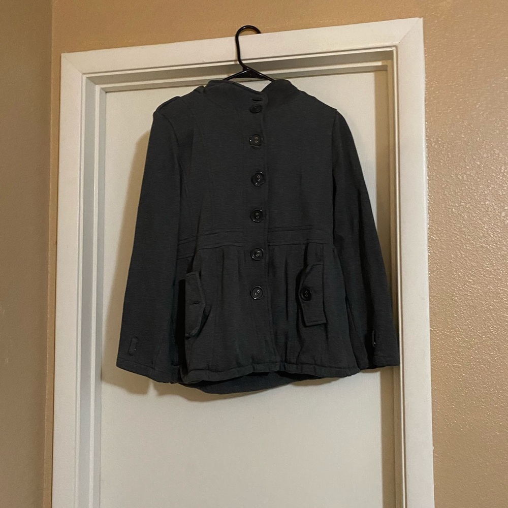 Gray Hooded Jacket Coat YMI Warm Great condition